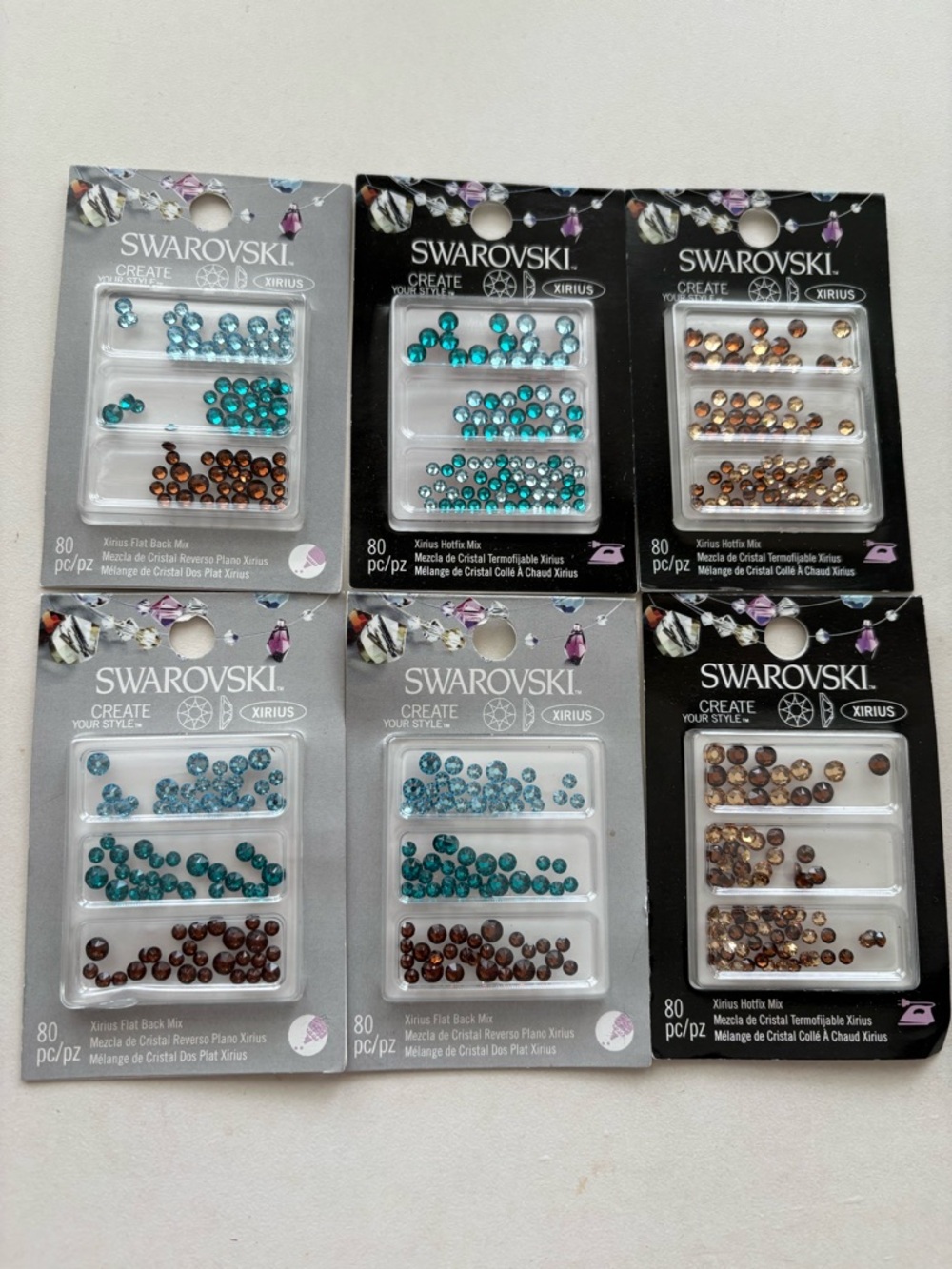 Swarovski Crystal Flatback Mix - Teal & Warm Brown